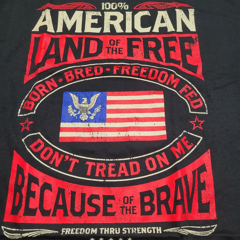 American Flag Graphic T-Shirt Land of the Free Patriotic Mens XL